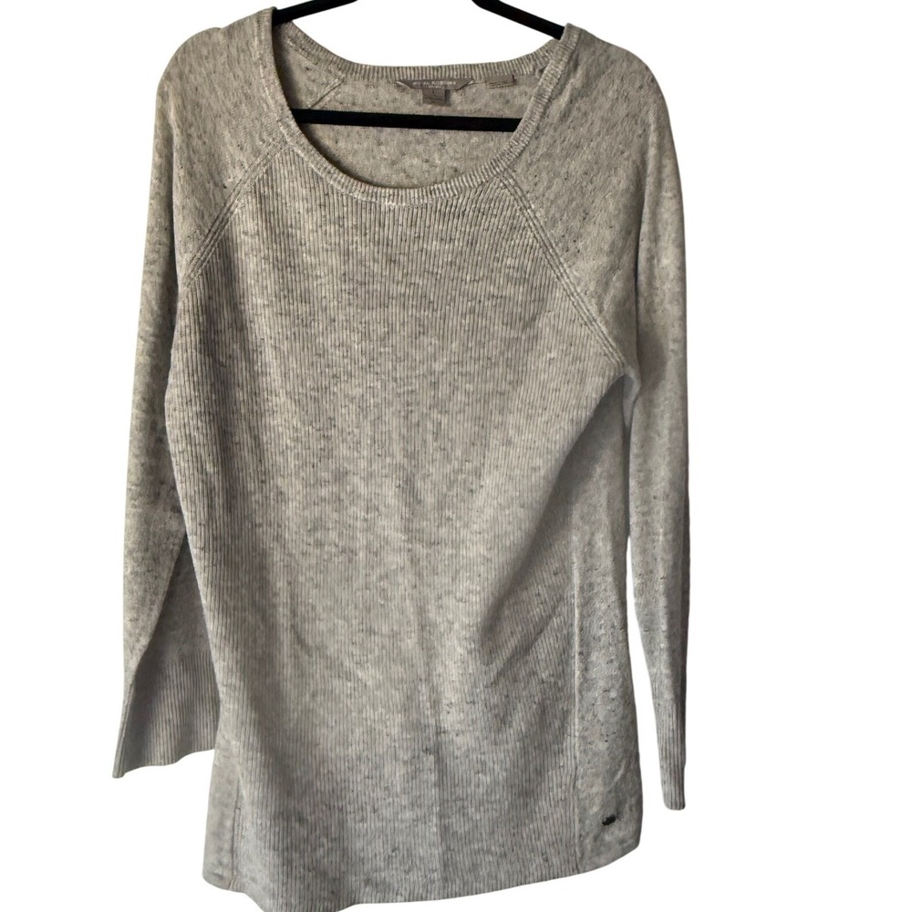 Royal Robbins Women's Grey Ribbed Knit Long Sl Sweater Wool Blend‎ Minimalist L